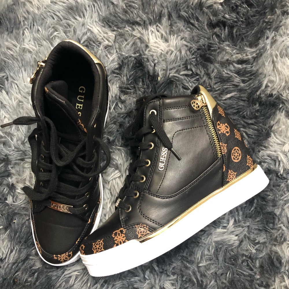 G by Guess Black and Brown High-Top Sneakers
